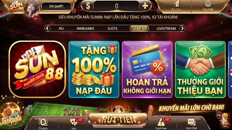 SUN88 hiện triển khai rất nhiều chương trình ưu đãi