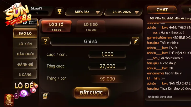 Xổ số SUN88 cung cấp nhiều hình thức cược